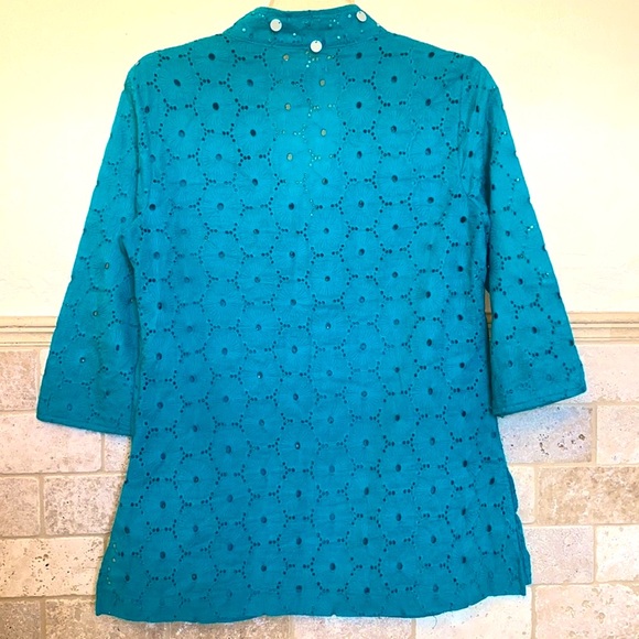 Kenar Turquoise Embroidered tunic shirt - Picture 3 of 4